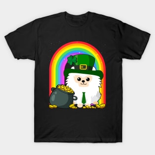 Pomeranian Rainbow Irish Clover St Patrick Day Dog Gift graphic T-Shirt